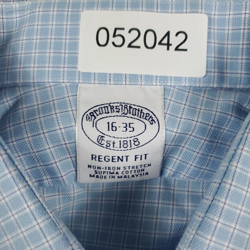 Brooks Brothers Shirt Mens Size 16 Blue Check Dress Button Up Long Sleeve - Picture 6 of 6
